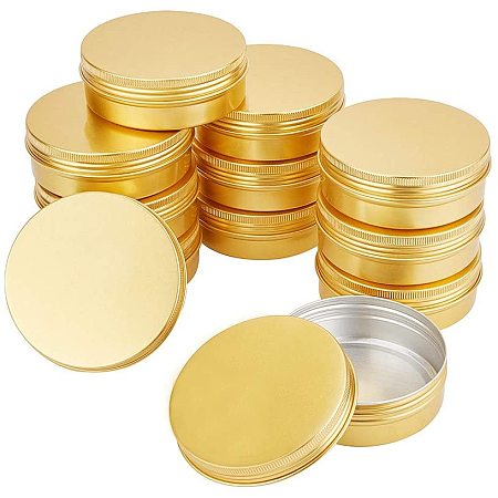 BENECREAT 12 Pack 3.4 OZ Tin Cans Screw Top Round Aluminum Cans Screw Lid Containers - Great for Store Spices, Candies, Tea or Gift Giving (Gold)