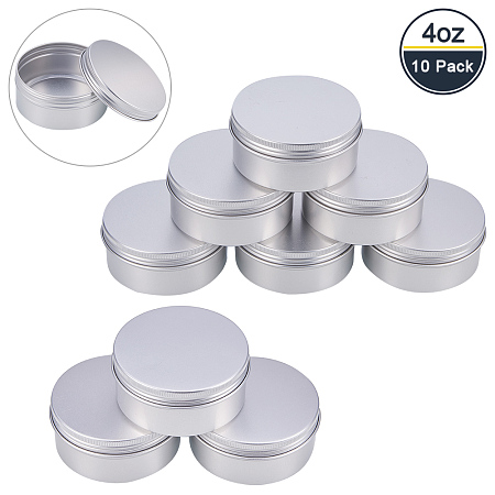 BENECREAT 10 Pack 4 OZ Tin Cans Screw Top Round Aluminum Cans Screw Lid Containers - Great for Store Spices, Candies, Tea or Gift Giving (Platinum)