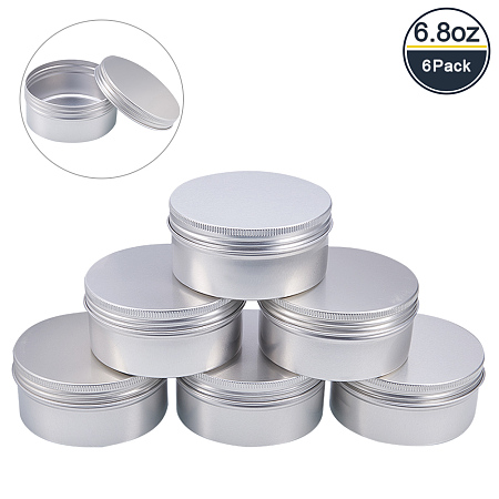 BENECREAT 6 Pack 6.8 OZ Tin Cans Screw Top Round Aluminum Cans Screw Lid Containers - Great for Store Spices, Candies, Tea or Gift Giving (Platinum)
