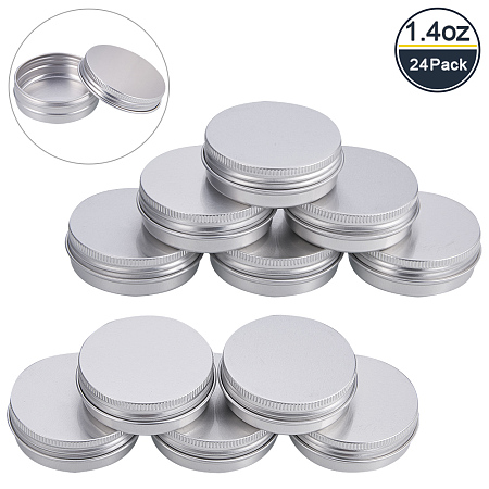 BENECREAT 24 Pack 1.4 OZ Tin Cans Screw Top Round Aluminum Cans Screw Lid Containers - Great for Store Spices, Candies, Tea or Gift Giving (Platinum)