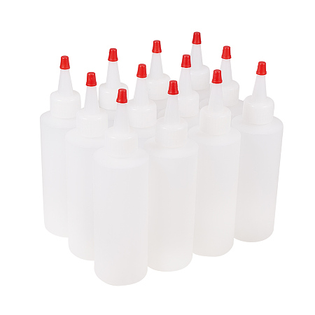 PandaHall Elite 5oz 12Pack Plastic Through-Hole Squeeze Bottles with Red Tip Caps for Crafts, Art, Glue, Multi Purpose
