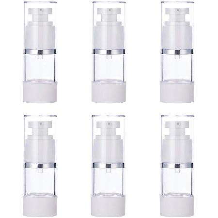 BENECREAT 6PCS 15ml Empty Airless Pump Bottles Refillable Plastic Vacuum Pump Press Bottles for Lotion Perfume Essential Oil Foundation Liquid Toner