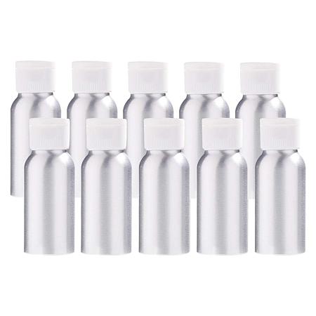 BENECREAT 10 Pack 50ml/1.7oz Aluminum Lotion Bottles Empty Refillable Travel Bottles with White Flip Cap for Essential Oil Emulsion Bath Shower Gel Shampoo