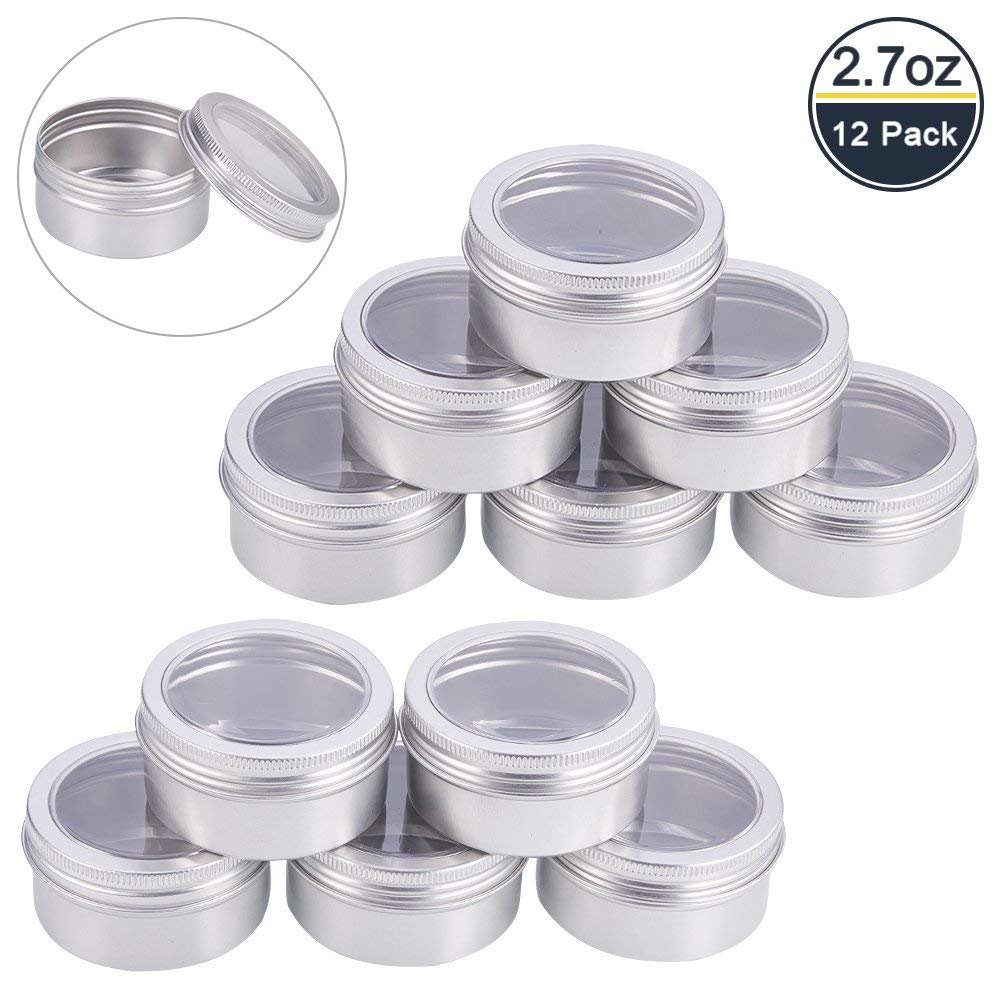  BENECREAT 6 Pack 6.8 OZ Tin Cans Screw Top Round Aluminum Cans  Screw Lid Containers - Great for Store Spices, Candies, Tea or Gift Giving  (Platinum)
