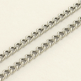 Honeyhandy 304 Stainless Steel Curb Chains, with Spool, Unwelded, Stainless Steel Color, 4x3x1mm, about 164.04 Feet(50m)/roll