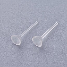 Honeyhandy Plastic Stud Earring Findings, Clear, 5mm, Pin: 0.7mm, about 1000pcs/bag