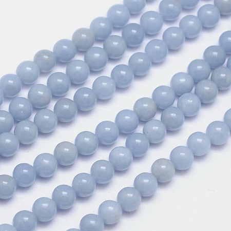 Honeyhandy Natural Angelite Beads Strands, Round, 6mm, Hole: 1mm, about 66pcs/strand, 15.5 inch