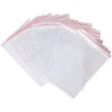 Pandahall Elite 100 Count 6.2"x8.9" 2 Mil Clear Plastic Reclosable Zip Poly Bags Resealable Zipper Shipping Bags with Red Line