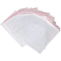 Pandahall Elite 100 Count 6.2"x8.9" 2 Mil Clear Plastic Reclosable Zip Poly Bags Resealable Zipper Shipping Bags with Red Line