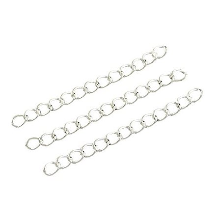 ARRICRAFT 100 Strands Silver Iron Ends with Twist Extender Chains, 50x3.5mm