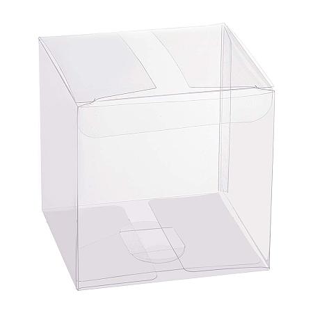 BENECREAT 30 Pack 3x3x3 Inches Clear Plastic Boxes Transparent Party Favor Boxes for Wedding Party Treat Candy Cupcakes