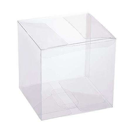 BENECREAT 30 Pack 3.5x3.5x3.5 Inches Clear Plastic Boxes Transparent Party Favor Boxes for Wedding Party Treat Candy Cupcakes