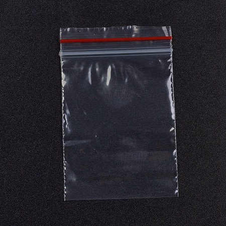 Honeyhandy Plastic Zip Lock Bags, Resealable Packaging Bags, Top Seal, Self Seal Bag, Rectangle, Red, 6x4cm, Unilateral Thickness: 1.8 Mil(0.045mm), 100pcs/bag