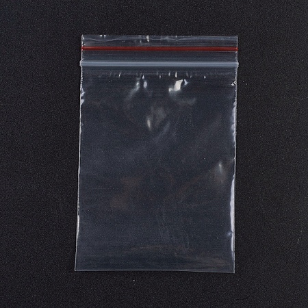 Honeyhandy Plastic Zip Lock Bags, Resealable Packaging Bags, Top Seal, Self Seal Bag, Rectangle, Red, 9x6cm, Unilateral Thickness: 1.8 Mil(0.045mm), 100pcs/bag