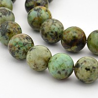 Honeyhandy Round Natural African Turquoise(Jasper) Bead Strands, 8mm, Hole: 1mm, about 46pcs/strand, 15 inch