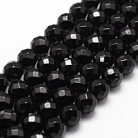 Honeyhandy Natural Black Onyx Beads Strands, Grade A, Faceted, Round, 6mm, Hole: 1mm, about 61pcs/strand, 14.9 inch~15.1 inch