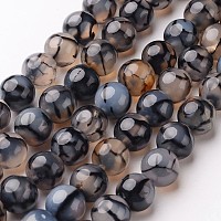 Arricraft Natural Dragon Veins Agate Beads Strands, Round, Dyed & Heated, 6mm, Hole: 1mm; about 64pcs/strand, 14.5"