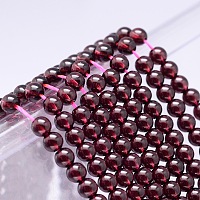 Honeyhandy Mo Chesapeake Import Natural Grade AAAA Garnet Round Beads Strands, 4mm, Hole: 1mm, about 95pcs/strand, 16 inch