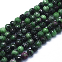 Honeyhandy Natural Ruby in Zoisite Beads Strands, Round, 8mm, Hole: 1mm, about 48~49pcs/Strand, 15.35 inch(39cm)