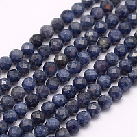 Honeyhandy Natural Sapphire Beads Strands, Grade A, Faceted, Round, 3mm, Hole: 0.5mm, about 132pcs/strand, 15.7 inch(40cm)