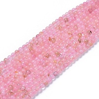 Honeyhandy Natural Rose Quartz Beads Strands, Round, 6~6.5mm, Hole: 0.8~1mm, about 60~63pcs/strand, 15 inch~15.5 inch