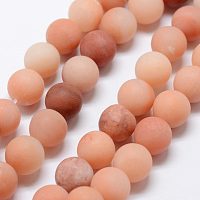 Honeyhandy Natural Pink Aventurine Beads Strands, Frosted, Round, 6mm, Hole: 1mm, about 61pcs/strand, 15 inch(38cm)
