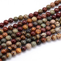 Honeyhandy Natural Picasso Stone/Picasso Jasper Round Bead Strands, 8mm, Hole: 1mm, about 46pcs/strand, 15.1 inch
