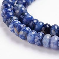 Honeyhandy Natural Sodalite Beads Strands, Rondelle, 8x5mm, Hole: 1mm, about 82pcs/strand, 15.3 inch(39cm)