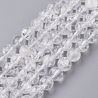 Honeyhandy Natural Crackle Crystal Bead Strands, Round, 8mm, Hole: 1mm, about 47~50pcs/strand, 15.1 inch(38.5cm)