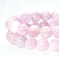 NBEADS 49PCS Natural Kunzite Semi Precious Gemstone Loose Beads, 8mm Round Smooth Beads for Jewelry Making, 1 Strand 15.5"