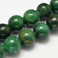 Honeyhandy  Natural African Jade Beads Strands, Round, 5.5~6mm, Hole: 1mm, about 64pcs/strand, 15.5 inch