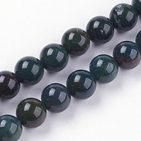 Honeyhandy Natural Bloodstone Beads Strands, Heliotrope Stone Beads, Round, 8~8.5mm, Hole: 1mm, about 47pcs/strand, 15.3 inch(39cm)