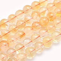 ARRICRAFT Natural Citrine Beads Strands, Round, 6mm, Hole: 1mm, about 63pcs/strand, 15.5 inches(39.5cm)