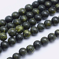 Honeyhandy Natural Serpentine/Green Lace Stone Beads Strands, Round, 4.5mm, Hole: 0.8mm, about 90pcs/strand, 15 inch(38cm)