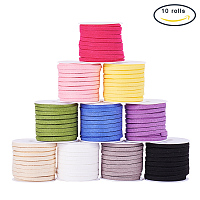 PandaHall Elite 10 Rolls 4mm Faux Leather Suede Beading Cords Lace Velvet String 5.5 Yard per Roll 10 Colors for Jewelry Making