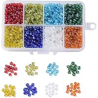 NBEADS 1 Box 8 Color 6/0 Round Glass Seed Beads, Diameter 4mm Transparent Colors Lustered Loose Spacer Beads Pony Beads with 1.5mm Hole for DIY Craft Bracelet Necklace Jewelry Making, Mixed Color