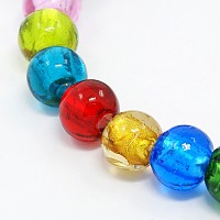 Honeyhandy Handmade Silver Foil Glass Lampwork Round Beads Strands, Mixed Color, 10mm, Hole: 2mm, about 30pcs/strand, 10.43 inch