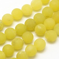 Natural Lemon Jade Round Beads Strands, Frosted, Round, 6mm, Hole: 0.8mm, about 60pcs/strand, 14.1 inch