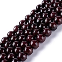 Honeyhandy Round Natural Garnet Beads Strands, 10mm, Hole: 1mm, about 38pcs/strand, 15.7 inch