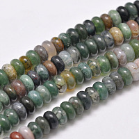 Honeyhandy Natural Indian Agate Beads Strands, Rondelle, Dark Green, 6x4mm, Hole: 1mm, about 95~96pcs/strand, 15.1 inch