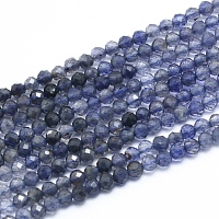 Natural Iolite/Cordierite/Dichroite Beads Strands, Faceted, Round, 3mm, Hole: 0.6mm; about 139pcs/strand, 14.96 inches(38cm)
