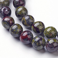Honeyhandy Natural Dragon Blood Jasper Bead Strands, Round, 8mm, Hole: 1mm, about 46~48pcs/strand, 14.96 inch