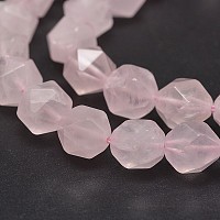 Honeyhandy Faceted Natural Rose Quartz Gemstone Bead Strands, Star Cut Round Beads, 8mm, Hole: 1mm, about 24pcs/strand, 7.5 inch