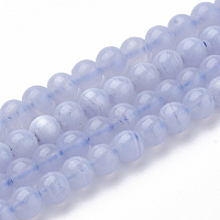 Honeyhandy Natural Blue Chalcedony Bead Strands, Round, 4mm, Hole: 0.5mm, about 104pcs/strand, 15.7 inch