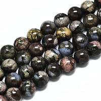 Honeyhandy Natural Glaucophane Beads Strands, Round, 8mm, Hole: 1.2mm, about 47~48pcs/strand, 14.96 inch~15.75 inch(38~40cm)