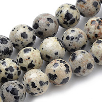 Honeyhandy Natural Dalmatian Jasper Beads Strands, Round, 8mm, Hole: 1mm, about 47pcs/strand, 15.7 inch