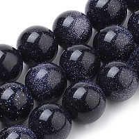 Honeyhandy Synthetic Blue Goldstone Beads Strands, Round, 8mm, Hole: 1mm, about 50pcs/strand, 15.7 inch