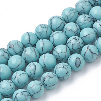 ARRICRAFT Synthetic Turquoise Beads Strands, Dyed, Round, Turquoise, 10mm, Hole: 2mm, about 42pcs/strand, 14.96 inch