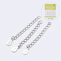 Honeyhandy 925 Sterling Silver End with Extender Chains and Drop Charms, Carved with S925, Silver, 48mm, Hole: 1.5mm
