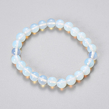 Honeyhandy Synthetic Opalite Beaded Stretch Bracelets, Round, 2-1/8 inch(55mm), Bead: 10mm